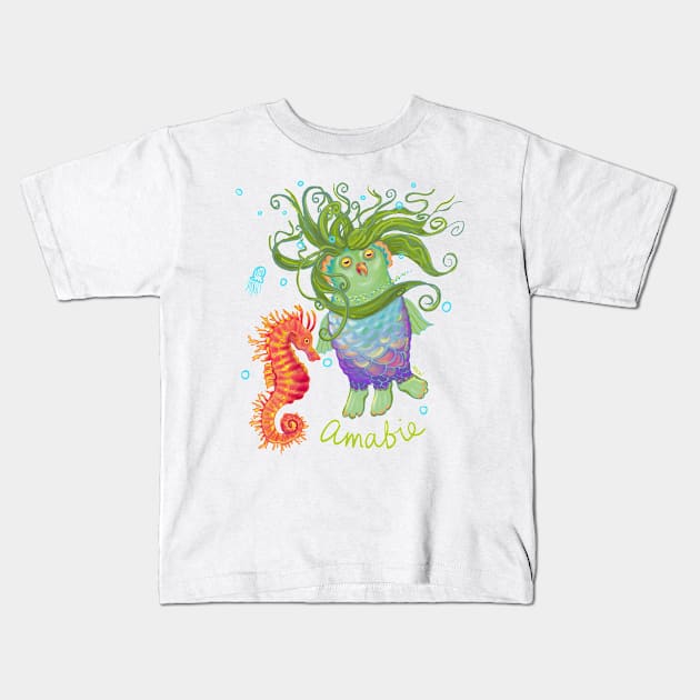 Amabie Yokai to Protect You, white Kids T-Shirt by mernstw